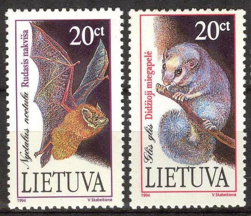 Lithuania 1994 Red Book Fauna Bats Mouses set of 2 MNH