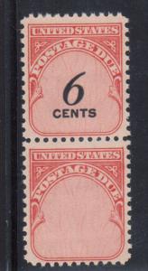 USA #J94a Very Fine Never Hinged Pair With 6cent Omitted Error On Lower Stamp