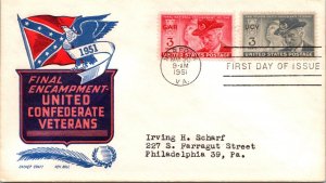 FDC 1951 SC #998 Cachetcraft/Boll Cachet - Norfolk VA - Pair - J275