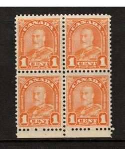 Canada #162i Mint Fine - Very Fine Never Hinged Block With Major Reentry