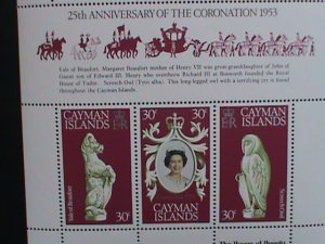 ​Cayman Island Stamp:1953-25th anniversary-Queen Elizabeth II-mnh: S/S sheet