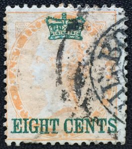 MALAYA Straits Settlements opt India QV 8c on 2a USED SG#6 M2821