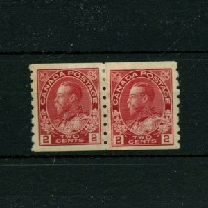 #127 TWO cent Admiral coil PASTE-UP PAIR VF MH Cat$150 Canada mint 