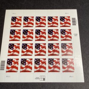 Scott#3621 Waving Flag Sheet of 20 Stamps - MNH-2002-US