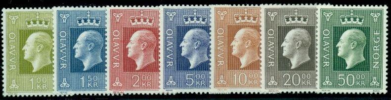 NORWAY #537-43 Complete Olav set, og, NH, VF, Scott $43.85