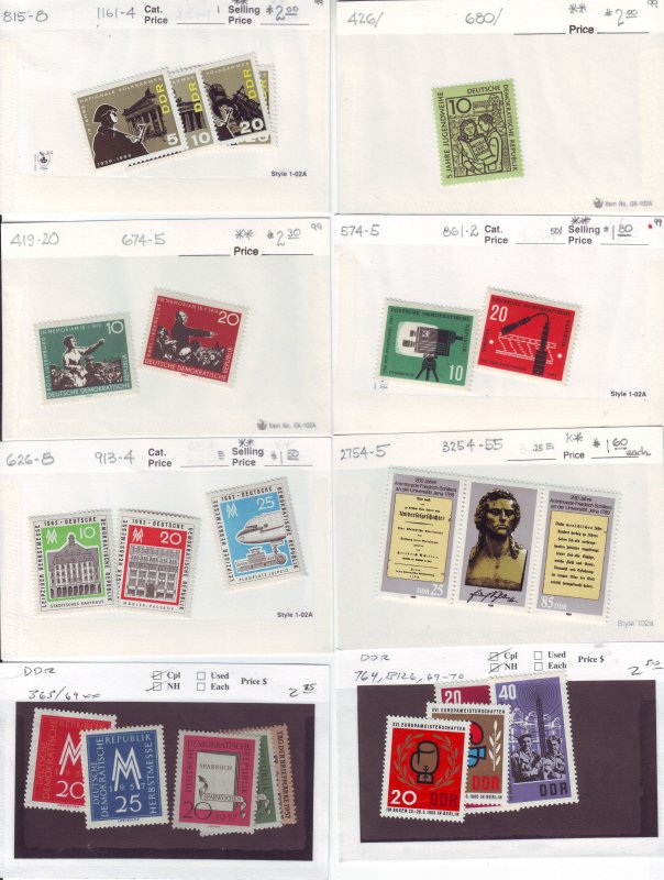 Z648 JLstamps germany DDR mnh with sets on sales cards, been checked & sound