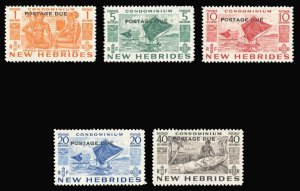 New Hebrides 1953 Postage Due set complete MLH. SG D11-D15. Sc J11-J15.