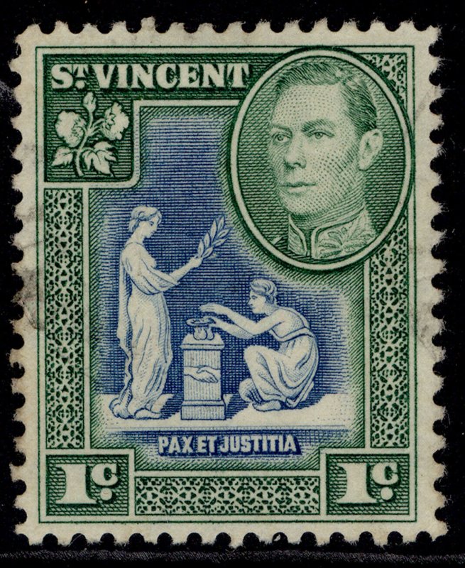 ST. VINCENT GVI SG164, 1c blue & green, FINE USED.