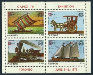 Philippines 1350,1350e sheets,MNH.Mi Bl.12A-12B. CAPEX-1978,Ships,Locomotive,