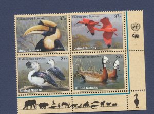 UNITED NATIONS UN - Scott 845a - MNH inscription block - Birds, ducks 2003