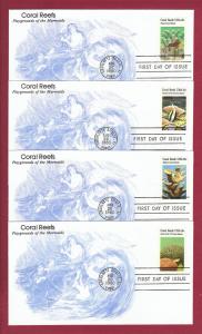 1980 15c CORAL REEFS #1827-1830, 4 FDCs, K. M. C. Venture