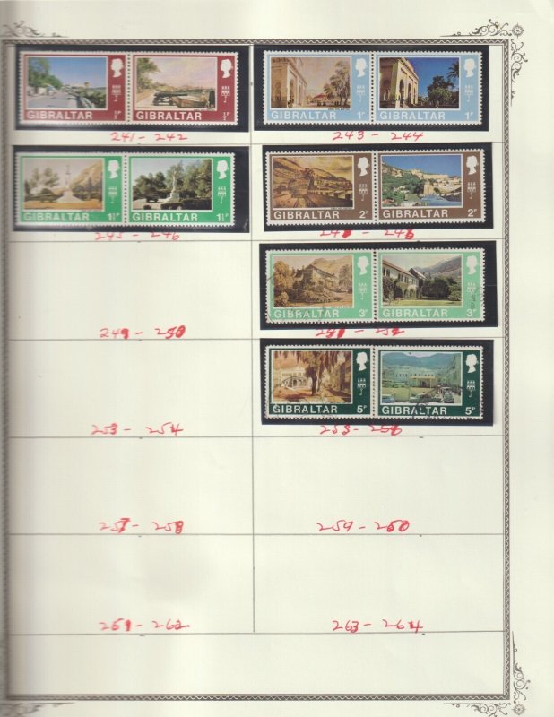 Gibraltar Collection 14 Album Pages 193 stamps 1960-1980 MLH and MNH some used