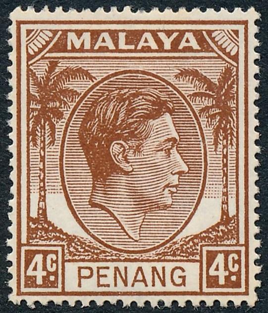 Malaya Penang 1949 4c Brown SG6 MH