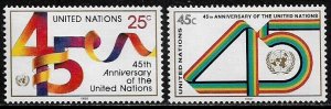 United Nations #577-8 MNH Set - 45th Anniversary