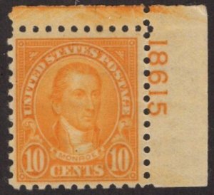 United States Scott #591 Mint NH OG. Great condition with Plate number.