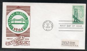 US #1258 Bridge FDC Junior Cachet addr D987