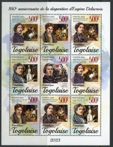 TOGO 2023 160th MEMORIAL OF EUGENE DELACROIX PAINTINGS SHEET MINT NEVER HINGED