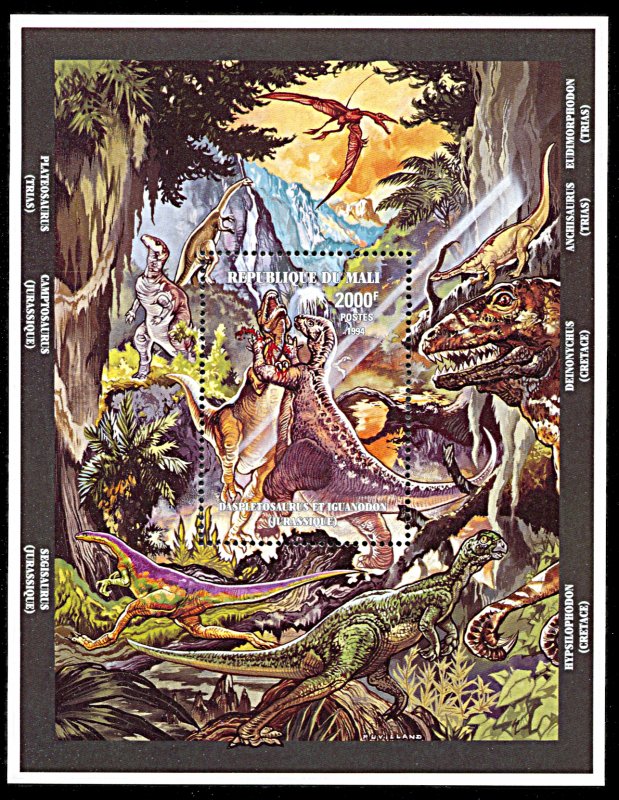 Mali 610, MNH, Dinosaurs and Prehistoric Animals souvenir sheet