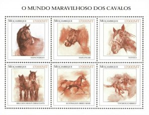 Mozambique 2002 - Wonderful World of Horses - Sheet of 6 - Scott 1556 - MNH