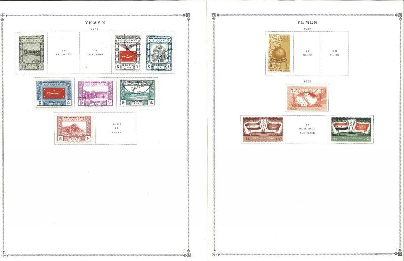 Yemen 1930-1990 M& U & CTO Hinged & in Mounts on Scott International Pages