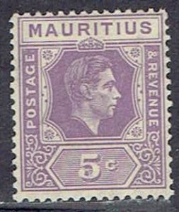 Mauritius, Scott #214; 5c King George VI, MH