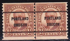 Precancel - Portland, OR PSS 686-61A Coil Line Pair - No Gum