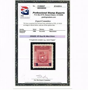 GENUINE PHILIPPINES SCOTT #635 MINT PRISTINE OG NH PSE CERT GRADED XF-SUPERB 95