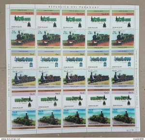 1984 Paraguay Transportation Trains Michel 26 Eu !! Big Sh Folded In 2 ** Ec130