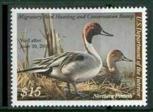 US Stamp #RW75MNH Pair of Northern Pintail Ducks on a Nest, Single