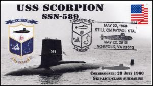 18-136, 2018, USS Scorpion, SSN-589, Pictorial, Event Cover,