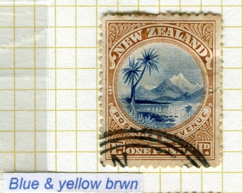 NEW ZEALAND; 1898 No Wmk. series Perf. 12-16 fine used Shade of 1d.