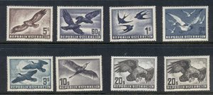Austria 1950-53 Air Mail Birds, both 20s papers MUH