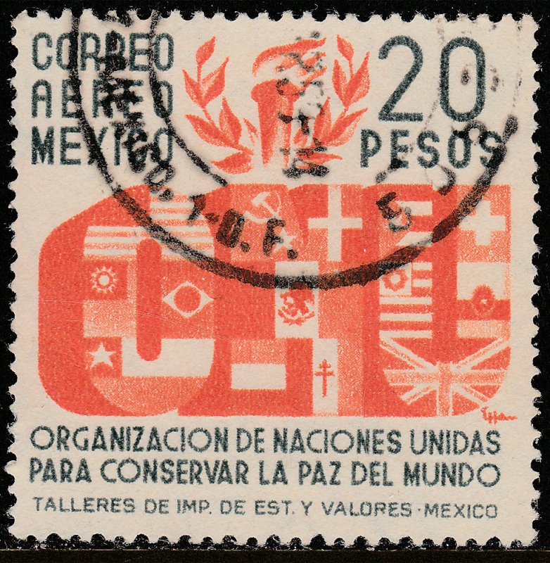 MEXICO C162, $20P Honoring the United Nations. Used. VF. (610)