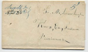 1846 Leopold Indiana manuscript stampless folded letter [5246.130]