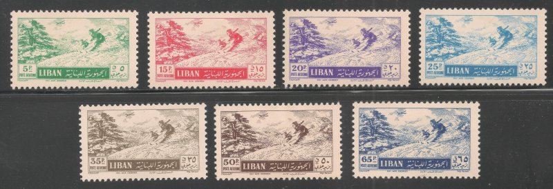 Lebanon #C200-C206 (AP48) VF MINT VLH - 1955 5p to 65p Skiing Among the Cedars