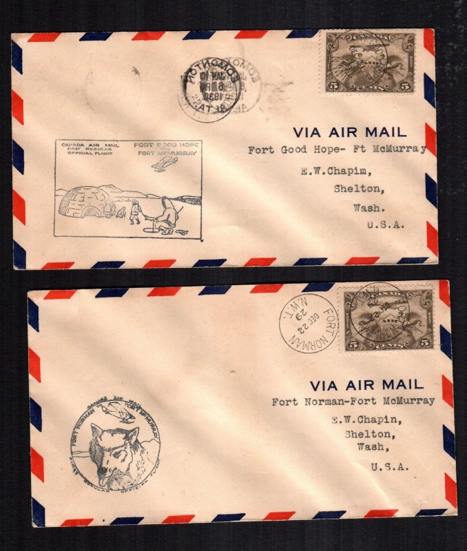 Canada 2 used first flight covers C1