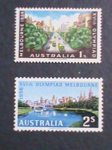 ​AUSTRALIA-1956 SC #290-1 VERY OLD-THE BEAUTIES VIEWS OF MELBOURNE MH -VF
