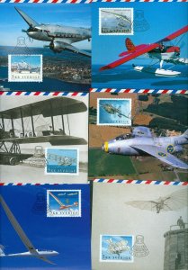 Sweden. Maximum Card 2001. Complete Set. 6 Card. Aeroplanes. 4 Engravers.