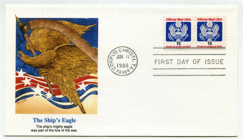 o138A 15 cent, Official, coil pair, Fleetwood FDC