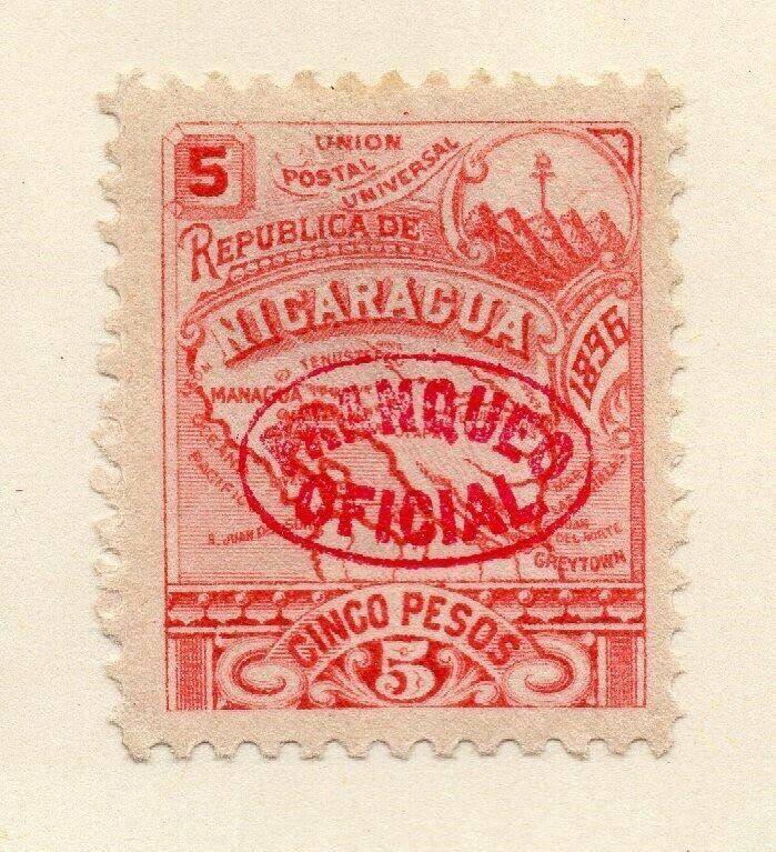 Nicaragua 1897 Early Issue Fine Mint Hinged 5P. Official Optd 323800