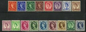 Great Britain # 292-308, Mint Hinge. CV $ 101.05