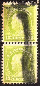 1919, US 13c, Franklin, Used pair, Sc 513