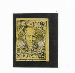 MEXICO YEAR 1868 50 CENTS SCOTT 62 MICHEL 2 HIDALGO VERACRUZ DISTRICT USED