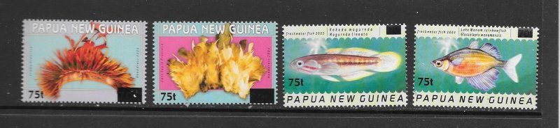 FISH - PAPUA NEW GUINEA #1154-9 SURCHARGED MNH
