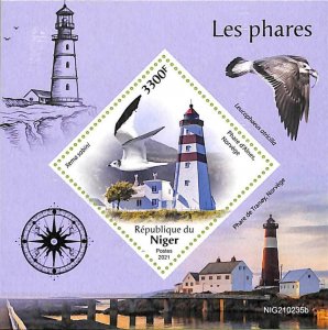 A8435 - NIGER -  Stamp Sheet - 2021 Architecture Lighthouses Birds