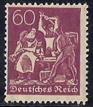 Germany #144  60PF Iron Workers, Stamp Mint OG NH F-VF