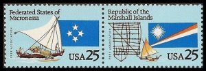 US 2506-2507 2507a Micronesia Marshall Islands 25c horz pair MNH 1990