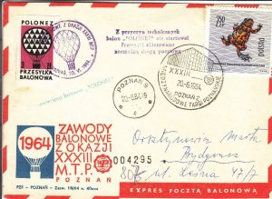 1964, Poland: Balloon Post (28604)