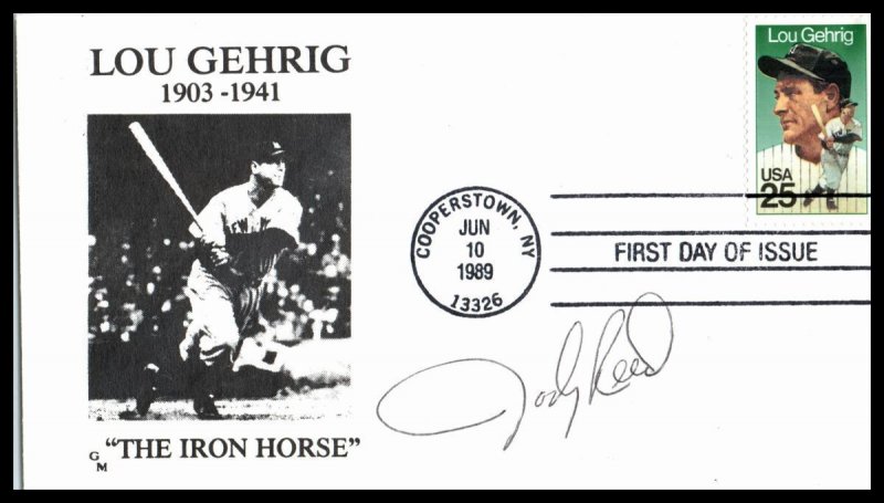 1989 Lou Gehrig The Iron Horse Sc 2417 GM cachet FDC signed Jody Reed (2J