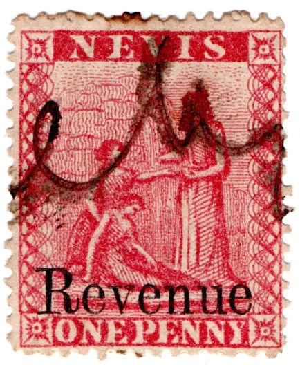 (I.B) Nevis (St Kitts) Revenue : Duty Stamp 1d (1879)